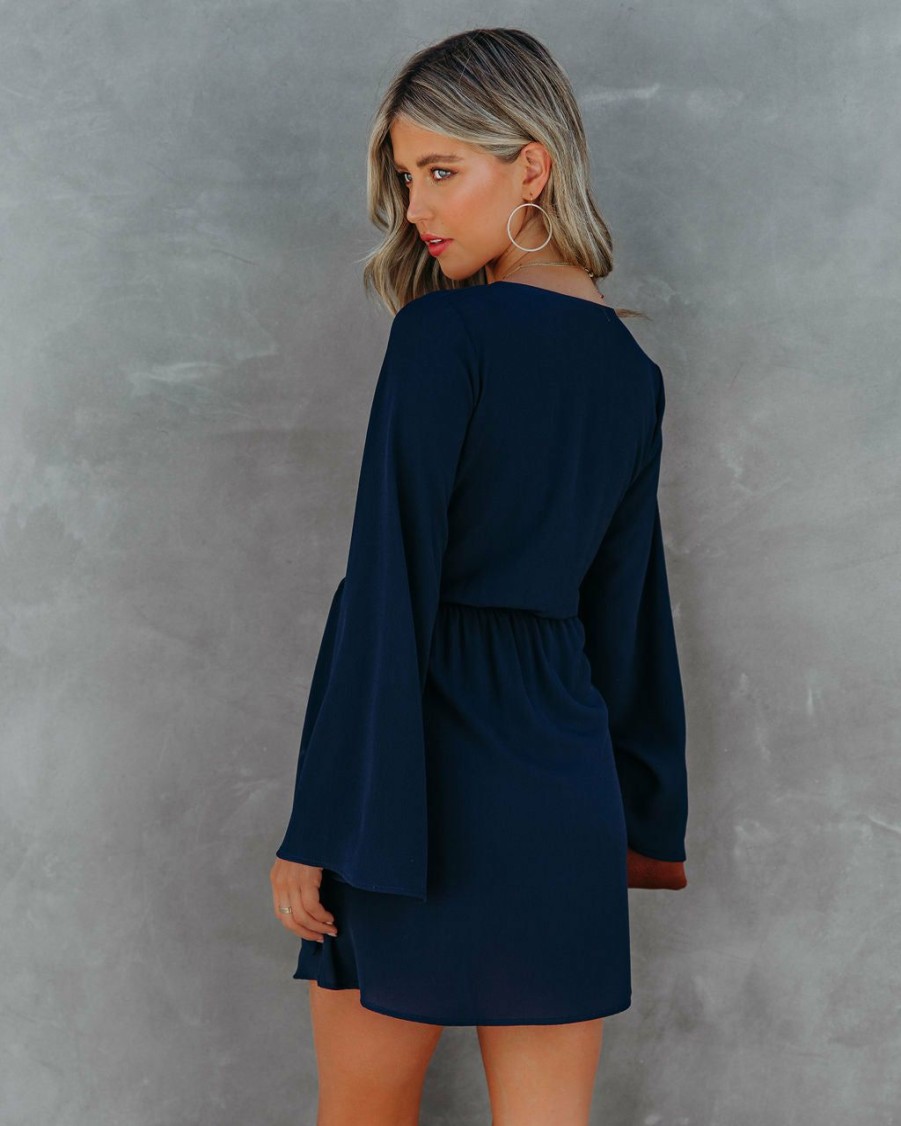 Clothing * | Tych-001 All Clothing Sequel Bell Sleeve Tie Dress Navy