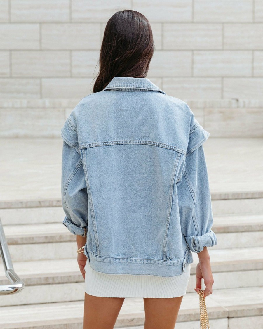 Clothing * | Verv-001 All Clothing Del Mar Pocketed Denim Jacket Light Wash Final Sale