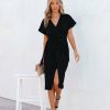 Clothing * | Fore-001 All Clothing Bold Move Wrap Midi Dress Black