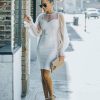 Clothing * | On T-001 Carmina Statement Sleeve Bodycon Dress Shell Final Sale