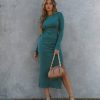 Clothing * | Tych-001 Vici Exclusives Alexina Long Sleeve Ribbed Knit Maxi Dress Dusty Teal Final Sale