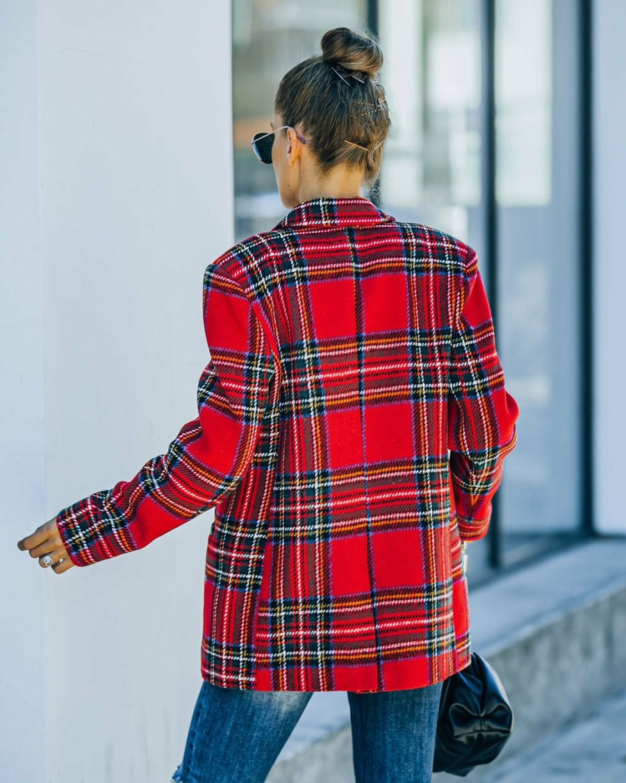 Clothing * | Endl-001 All Clothing Eve Pocketed Plaid Blazer