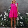 Clothing * | Endl-001 East Coast Pocketed Tiered Babydoll Dress Fuchsia State Of Happy