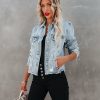 Clothing * | Flyi-001 Speed Up Pocketed Distressed Denim Jacket