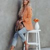 Clothing * | Fore-001 Bold Babe Meena Pocketed Blazer Pale Orange