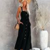 Clothing * | Love-003 Grapevine Linen Blend Pocketed Maxi Dress Black All Clothing