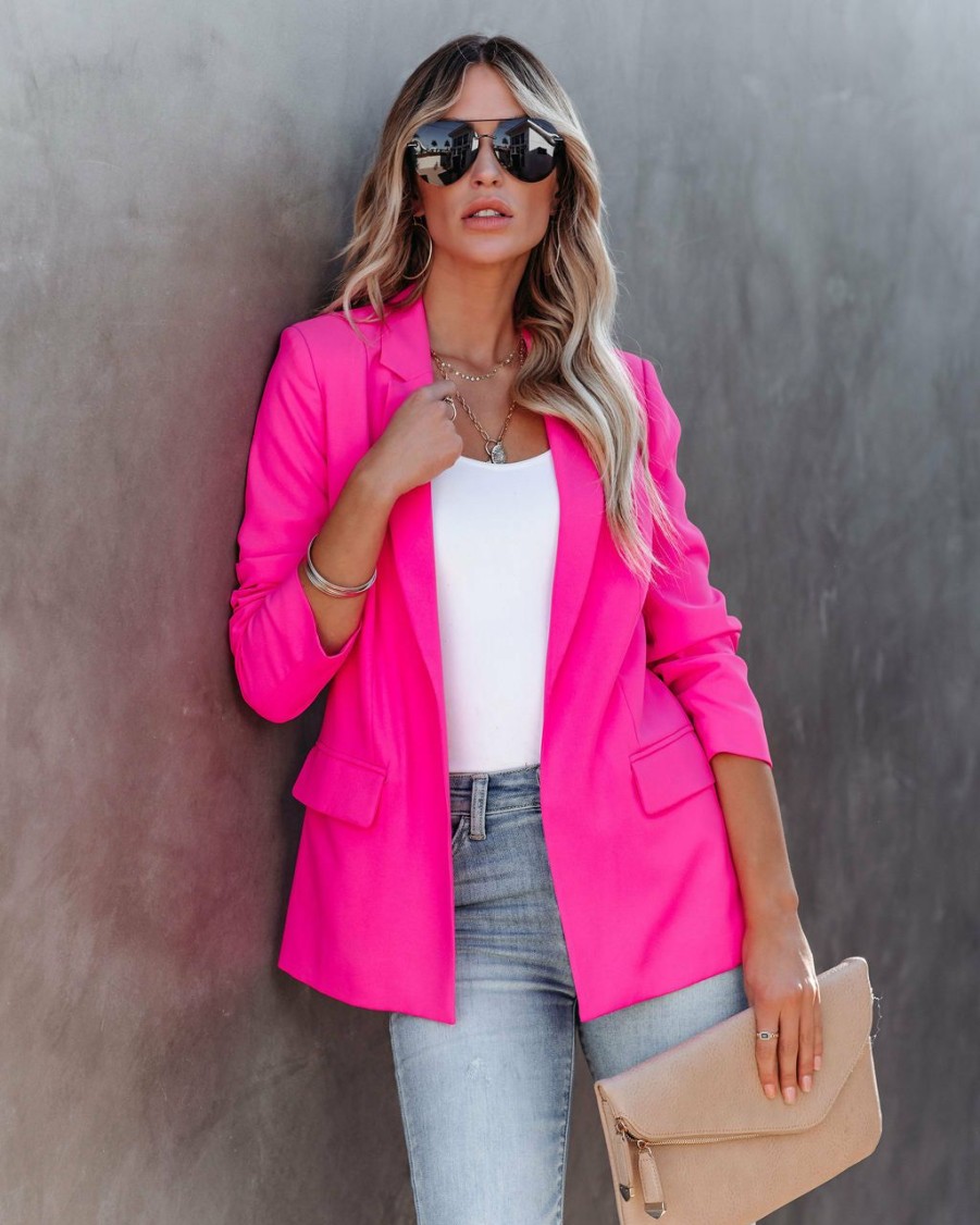 Clothing * | Skie-001 All Clothing Boss Up Pocketed Blazer Ultra Pink