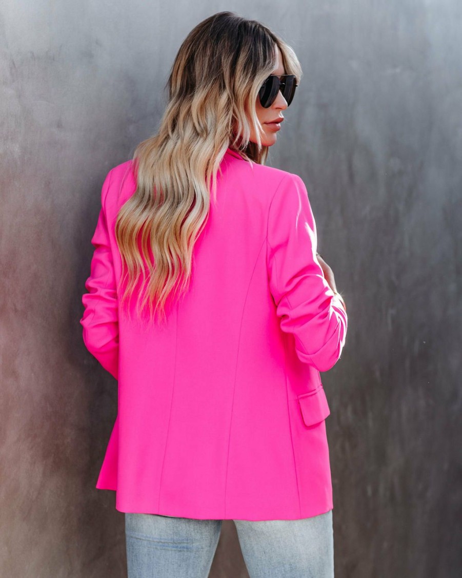 Clothing * | Skie-001 All Clothing Boss Up Pocketed Blazer Ultra Pink