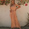 Clothing * | Fore-001 The Weekly Drop Just Peachy Fringe Midi Dress