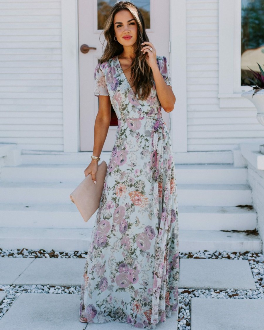 Clothing * | Aaka-001 French Flair Floral Wrap Maxi Dress