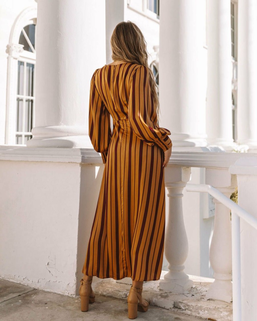 Clothing * | Skie-001 Jiya Satin Striped Twist Front Maxi Dress Final Sale Guest Of Wedding