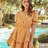 Clothing * | Just-001 Morgana Cotton Eyelet Button Down Dress Dusty Orange Final Sale All Clothing