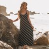 Clothing * | Oliv-001 Powell Striped Adjustable Maxi Dress Black