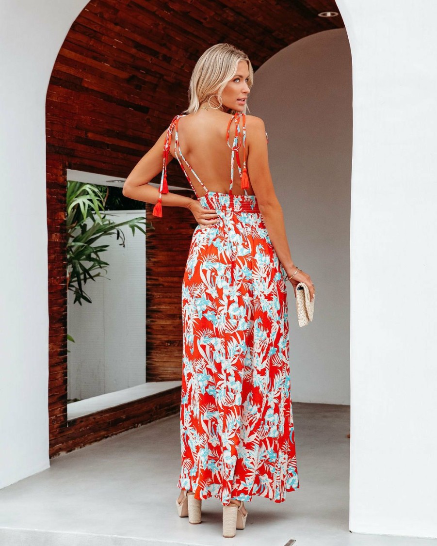 Clothing * | Enc-001 Beachgold Tropical Floral Maxi Dress