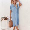 Clothing * | Miou-001 All Clothing Briley Pocketed Tencel Button Down Midi Dress Chambray