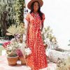 Clothing * | Skie-001 Americana Babe Caviana Floral Pocketed Button Down Maxi Dress