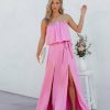 Clothing * | Tych-001 Vici Exclusives Head Over Heels Strapless Satin Maxi Dress Pink- Final Sale