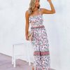 Clothing * | Coll-001 All Clothing Uzma Floral Smocked Tie Maxi Dress Coral Pink