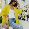 Clothing * | Endl-001 Beaming Cotton Pocketed Blazer Yellow All Clothing