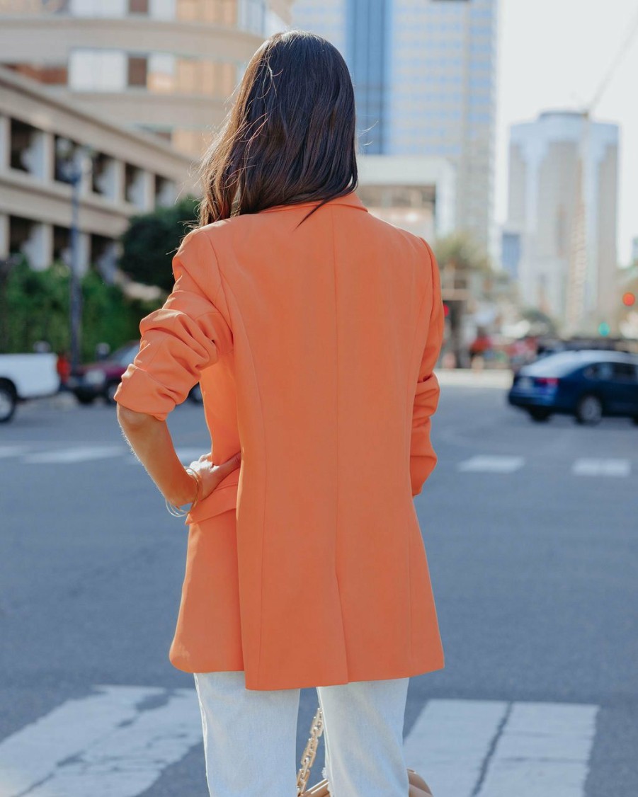 Clothing * | Fore-001 Bold Babe Joslyn Pocketed Blazer Orange