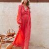 Clothing * | Aeom-001 Bold Babe First Bloom Cotton Ruffle Maxi Dress Rust