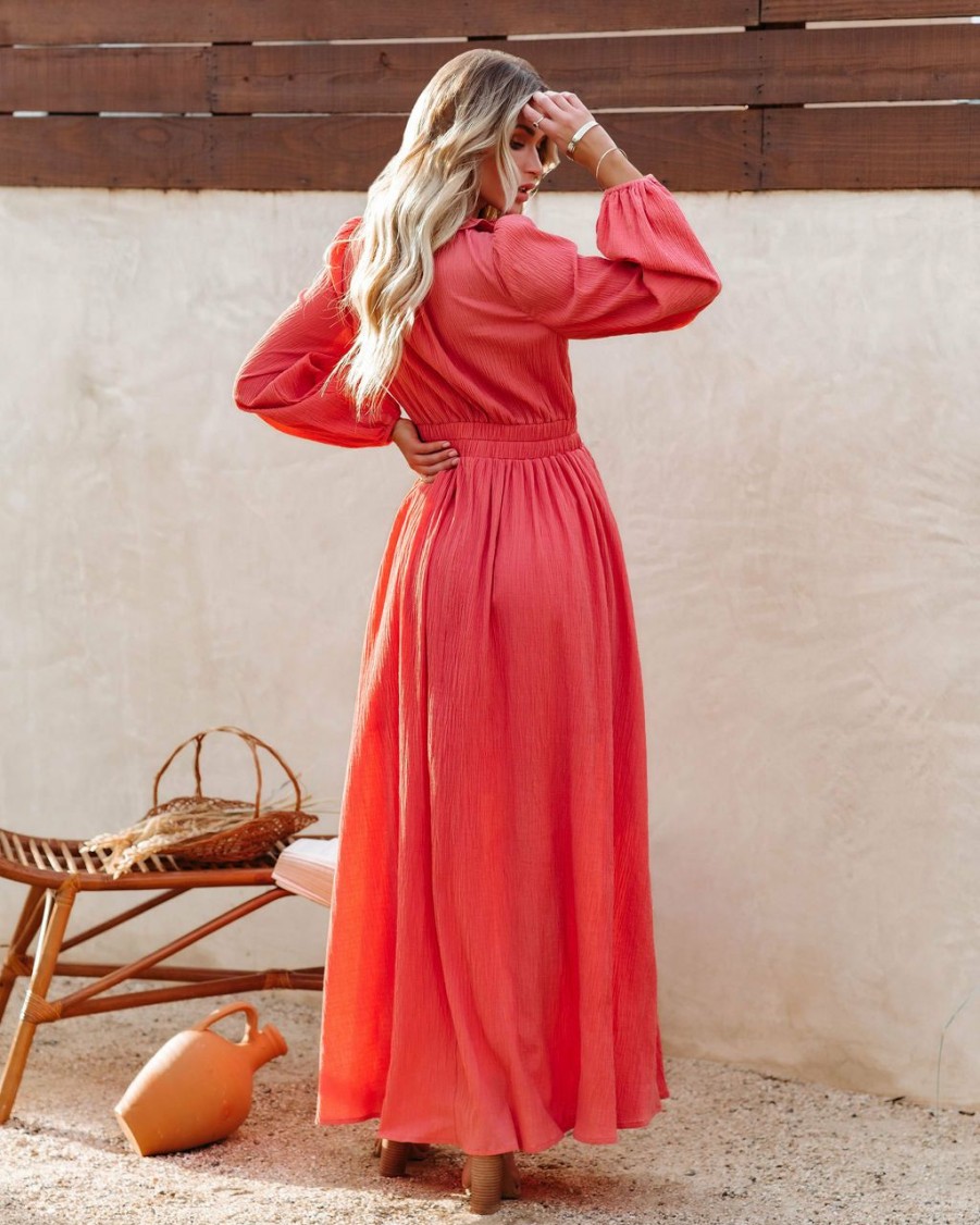 Clothing * | Aeom-001 Bold Babe First Bloom Cotton Ruffle Maxi Dress Rust